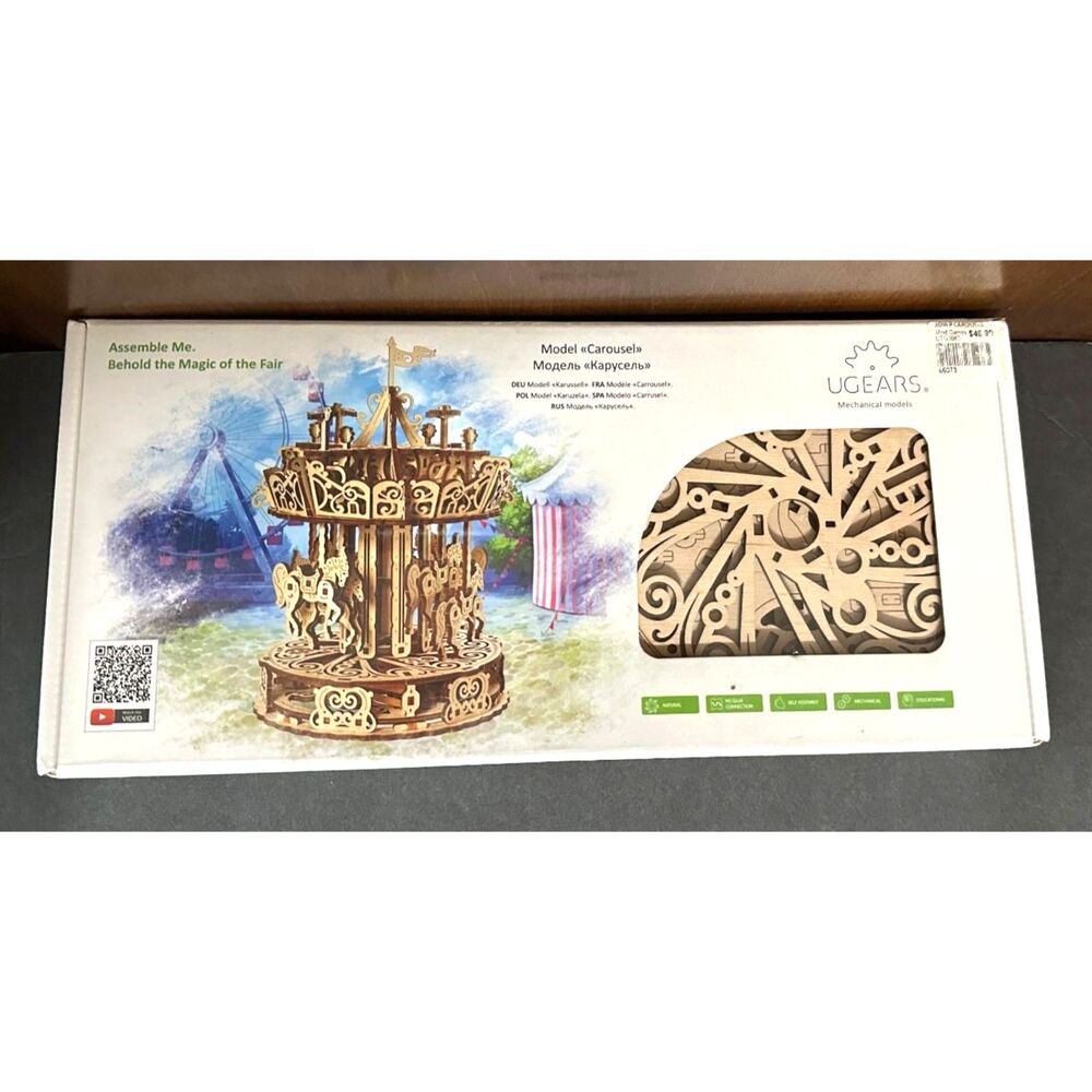 UGEARS Wooden 3D Mechanical CAROUSEL Merry-Go-Round Model Kit Age 14+ *NEW
